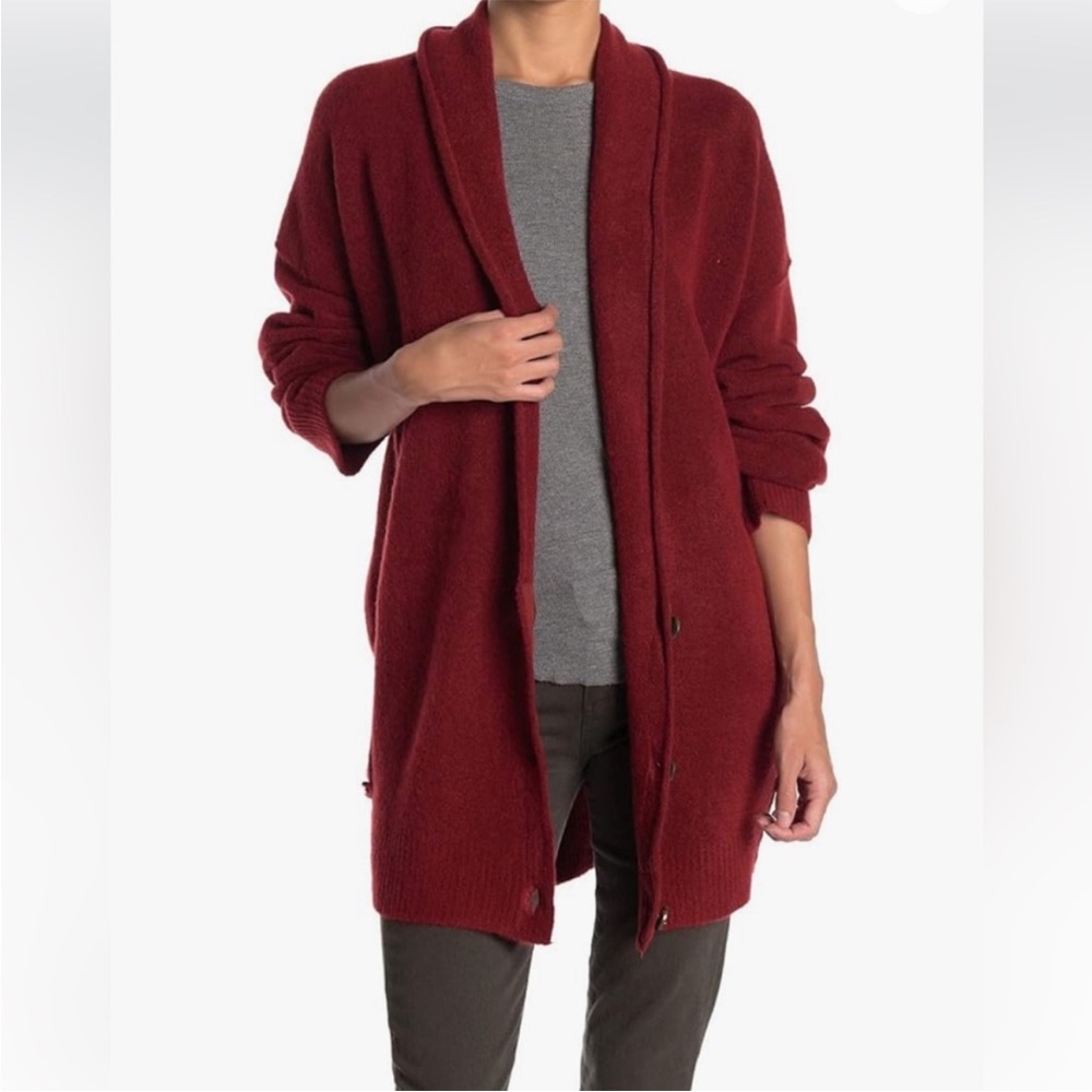 Free People Burgundy Open-Front Cardigan - Picture 2 of 6